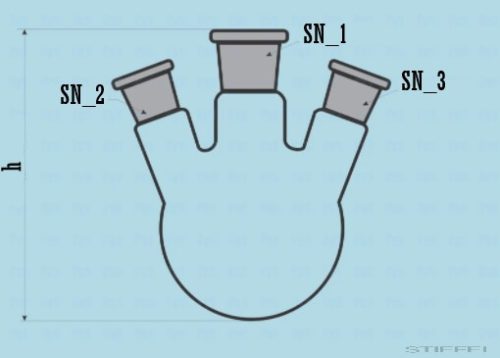 Gömblombik, kerek alj, NS csiszolattal, 3 nyakú, többféle méretben