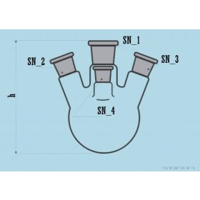   Gömblombik, kerek alj, NS csiszolattal, 4 nyakú, többféle méretben