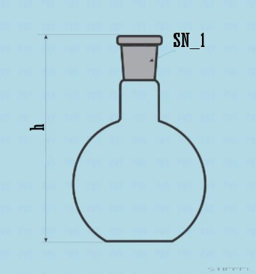 Gömblombik, lapos alj, NS csiszolattal, 1 nyakú, 100 ml