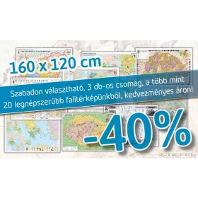   Szabadon választható 3 db-os akciós csomag, a több mint 20 legnépszerűbb iskolai falitérképünkből. (DUO, 160 x 120 cm / db)