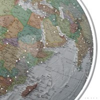 COLUMBUS SWAROVSKI DUO ALBA, világítós, akril földgömb, Swarovski kövekkel, rozsdamentes acél talppal és meridiánnal