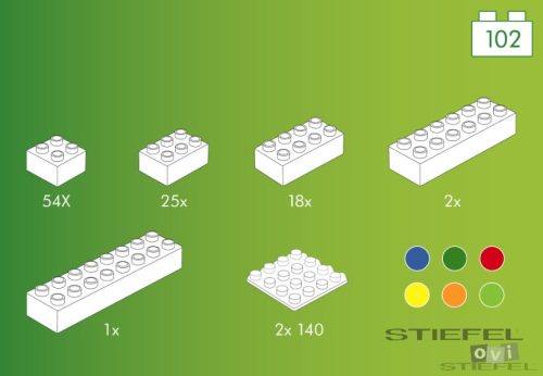 Színes építőelem készlet 102 darab