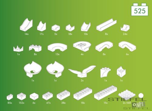 Színes épület építőkészlet 525 darabos