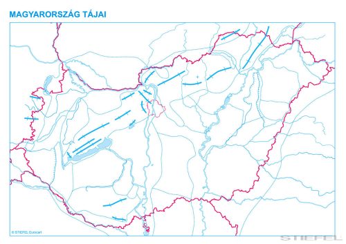 Magyarország tájai körvonalas, iskolai földrajzi falitérkép (vaktérkép)
