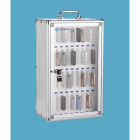   Elysium hordozható, falra szerelhető, zárható, 36 rekeszes, szivacsbetétes mobiltelefon tároló doboz