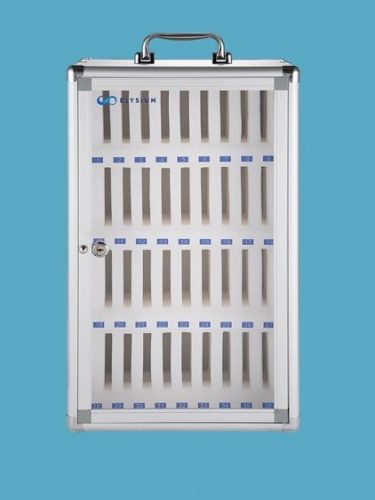 Elysium hordozható, falra szerelhető, zárható, 36 rekeszes, szivacsbetétes mobiltelefon tároló doboz