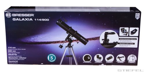 Bresser Galaxia 114/900 teleszkóp okostelefon-adapterrel