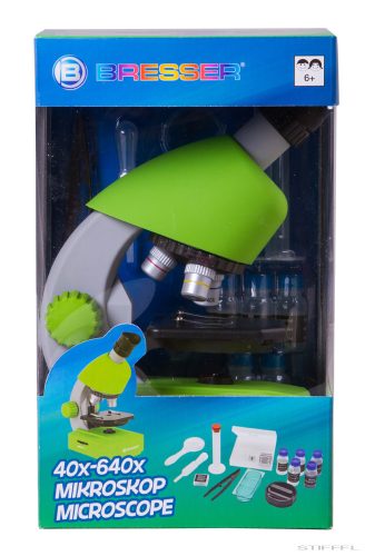 Bresser Junior Monokuláris mikroszkóp, 40-640x, zöld