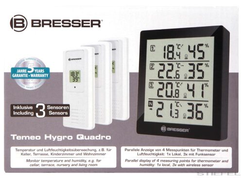 Bresser Temeo Hygro Quadro időjárás állomás, fekete