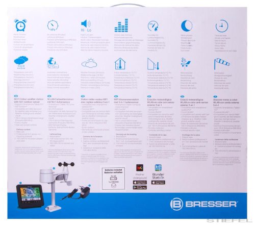 Bresser 5 az 1-ben Wi-Fi-kompatibilis időjárás állomás, színes kijelzős