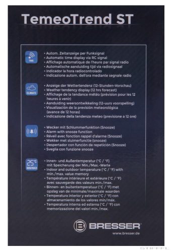 Bresser TemeoTrend ST RC Időjárás állomás, fekete