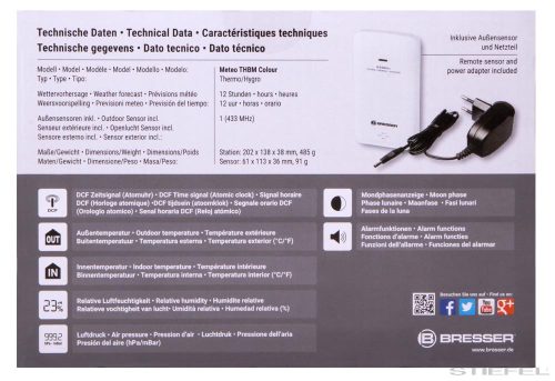 Bresser Időjárás állomás, színes kijelzős, fekete