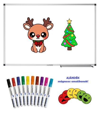 Legamaster UNITE fehértábla (60x90 cm) és 10-színű filckészlet ajándék emotikonokkal !KARÁCSONYI AKCIÓ!