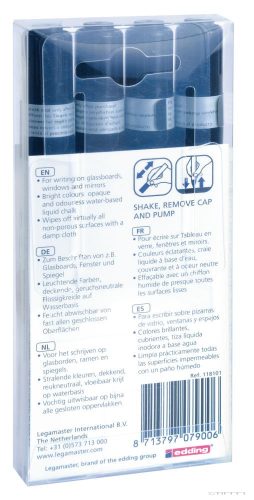 Legamaster Táblafilc üvegtáblákhoz (4 db/csomag, fekete) Kifutó termék! Amíg a készlet tart!