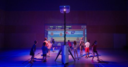 LÜ Möve hordozható interaktív tornatermi rendszer (6200 Lumen, hordozható) tárolórendszerrel Felszereléssel, beüzemeléssel, oktatással