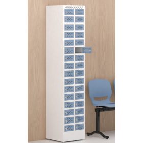   Mobiltelefon tároló szekrény, 32 rekeszes, lakattal zárható