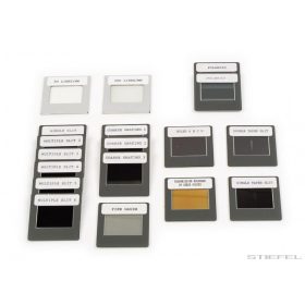   Diasorozat készlet, 18 db - Rés, kúp alakú rés, vonalrács, nyílás, hologram, polárszűrő