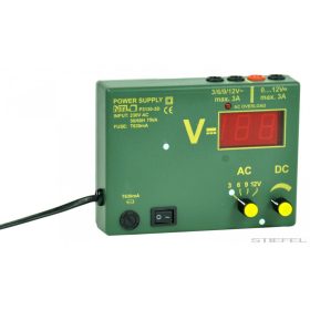Törpefeszültségű tápegység digitális kijelzővel