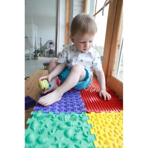 Szenzoros Ortopédiai Masszázsszőnyeg – 16 elemes Puzzle MEGA MIX Készlet
