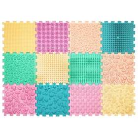   Szenzoros Masszázsszőnyeg – 12 elemes MIX Pastel Puzzle Készlet
