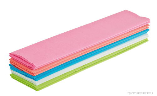 Krepp papír készlet, kb 2,5 m x 50 cm, 10 tekercs, pasztell színek