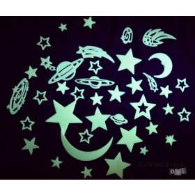 Sötétben világító formák - Hold, csillagok, bolygók
