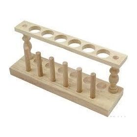 Kémcsőállvány, fa, 6 férőhelyes, 6 szárítóval