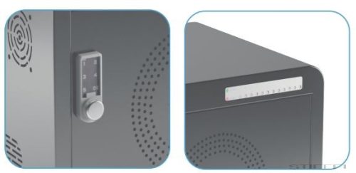 TeachBusTwelve 12 db tablet tárolására és töltésére alkalmas, hordozható szekrény