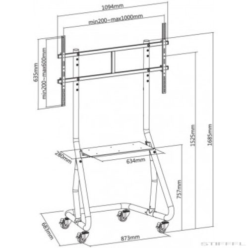 Techly gurulós padlóállvány 60-105" LCD/LED kijelzőhöz