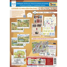   Tanulói munkalapcsomag 3. osztályosoknak 5 db Fixi tanulói munkalappal, kerékpáros tízparancsolat alátéttel és kék filctollal