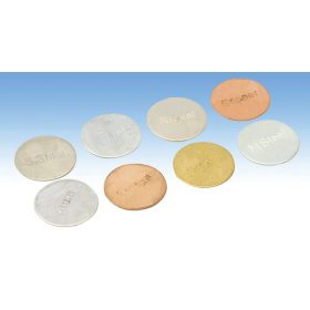   Fém lemezek - 8 különböző féle fémmel,  25mm átmérőjűek