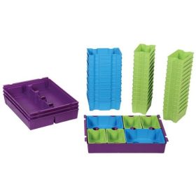   Gratnells SortED 52 darabos moduláris antimikrobiális tálca csomag – Kék, lime és lila