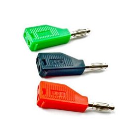 Egymásra rakható dugaszok, fekete,  4mm (10db-os csomag)