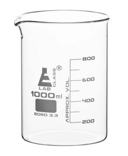 Boroszilikát mérőpohár kiöntővel, beosztással, 1000ml (6db-os csomag)