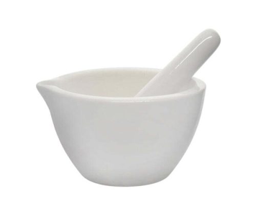 Mozsár és mozsártörő, porcelán, 105mm átmérő, 150ml