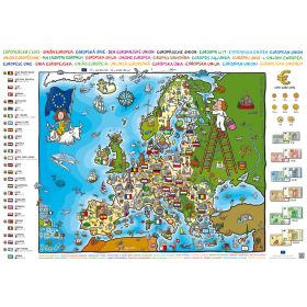   Sokszínű Európai Unió térképe gyerekeknek fémléces kivitelben